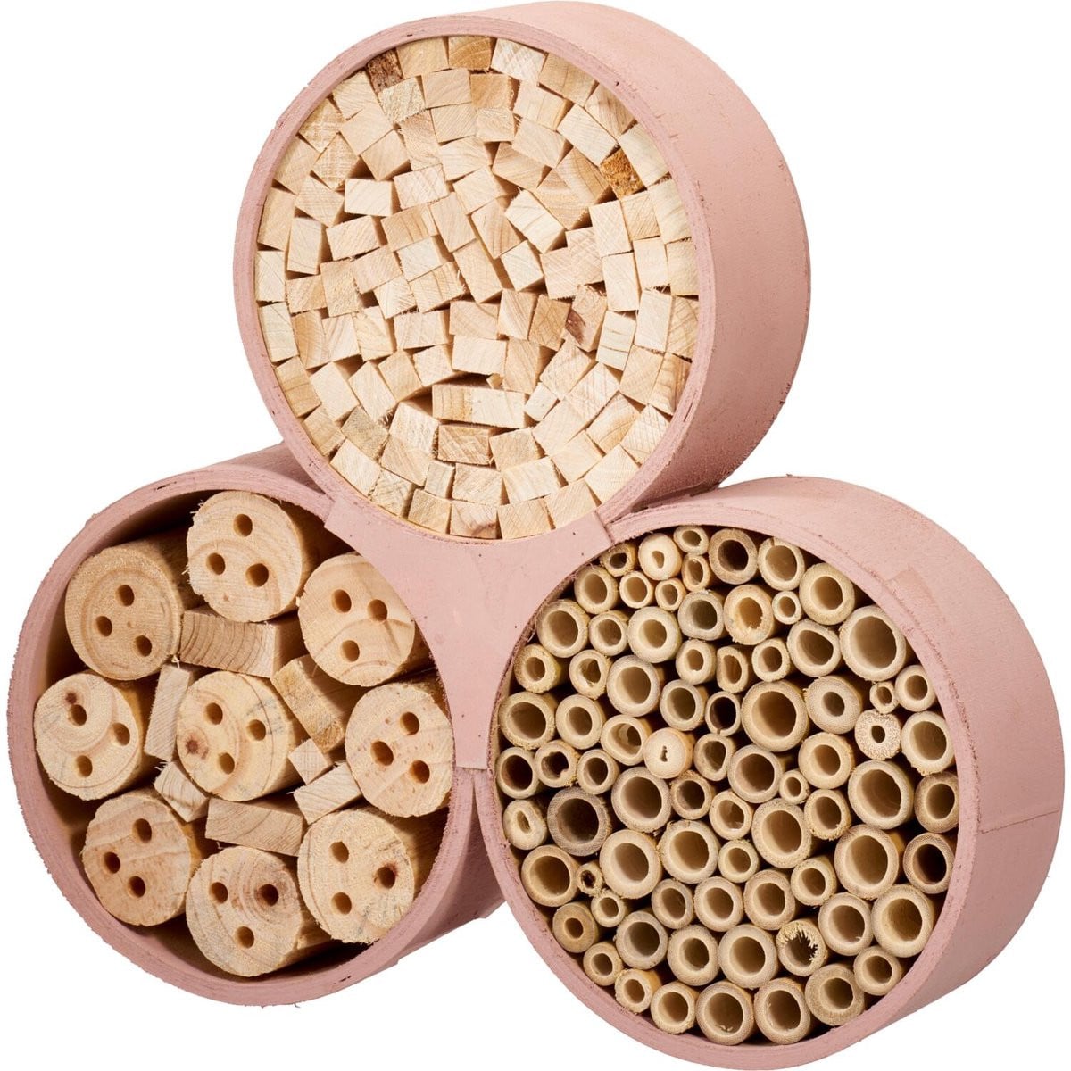 Pro Garden Insectenhotel Bugsy - Hout - Natuurlijk/Roze - B: 30 cm, D: 6 cm, H: 28 cm