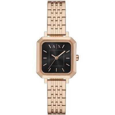 Quarzuhr ARMANI EXCHANGE, gold (roségoldfarben, schwarz), Armbanduhren, Damen, roségoldfarben, Quarzuhr, Armbanduhr, Damenuhr, Edelstahlarmband, analog