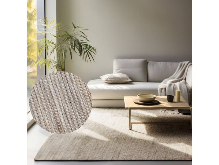 Teppich HANSE HOME Dhaka Juteteppich , grau (grau,braun), B:160cm H:5mm L:230cm, Jute, Teppiche, Teppich, Läufer, handgewebt, Jute, Wolle, Natur, Wohnzimmer, Flur, Klassisch