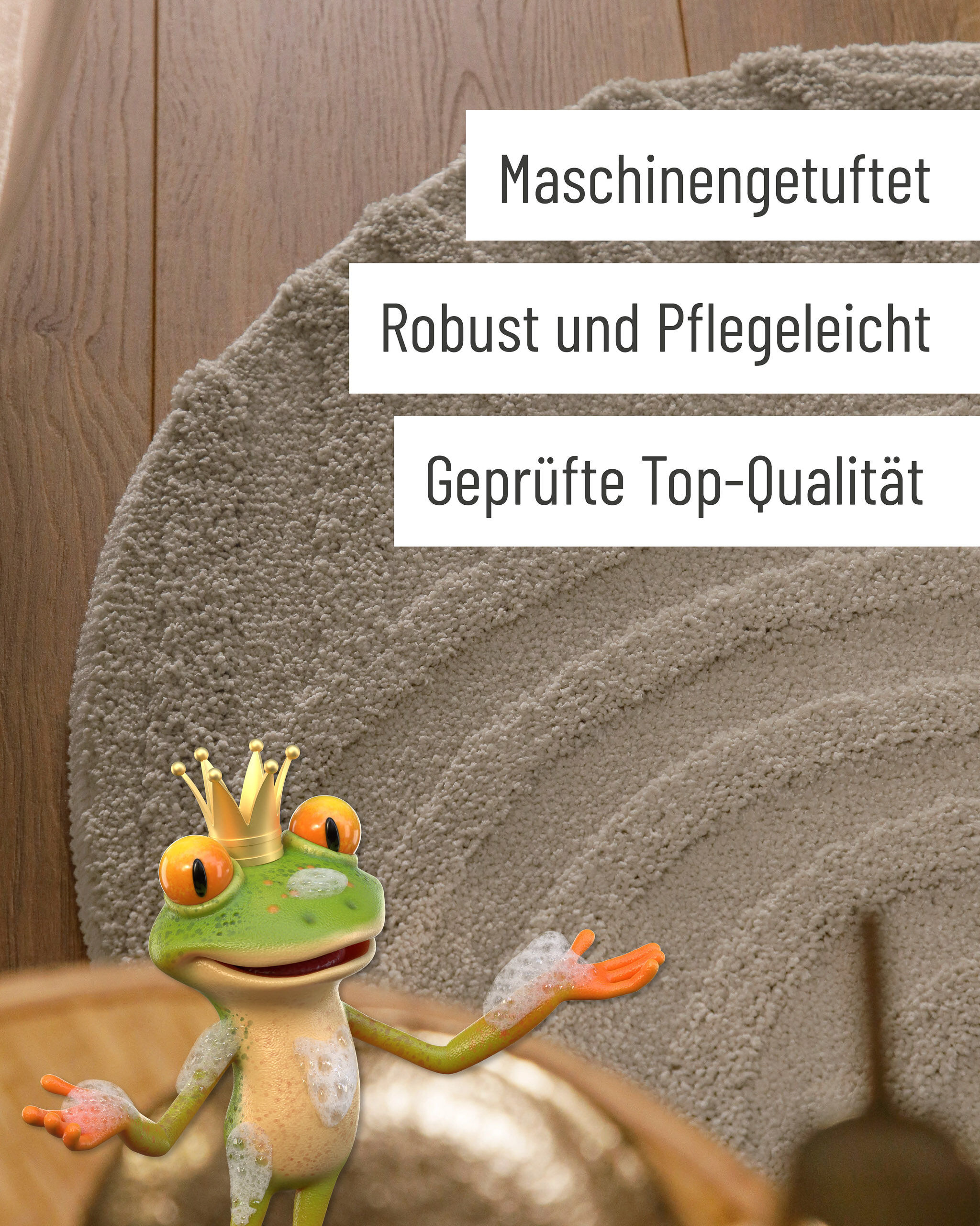 Badematte WECON HOME "Fiete", beige (seiden grau), H:25mm, Polyester, Badematten, Badematte, Badteppich, Hoch-Tief-Effekt, weich, rutschhemmend, waschbar, getuftet seiden grau rund ( Ø 80cm)