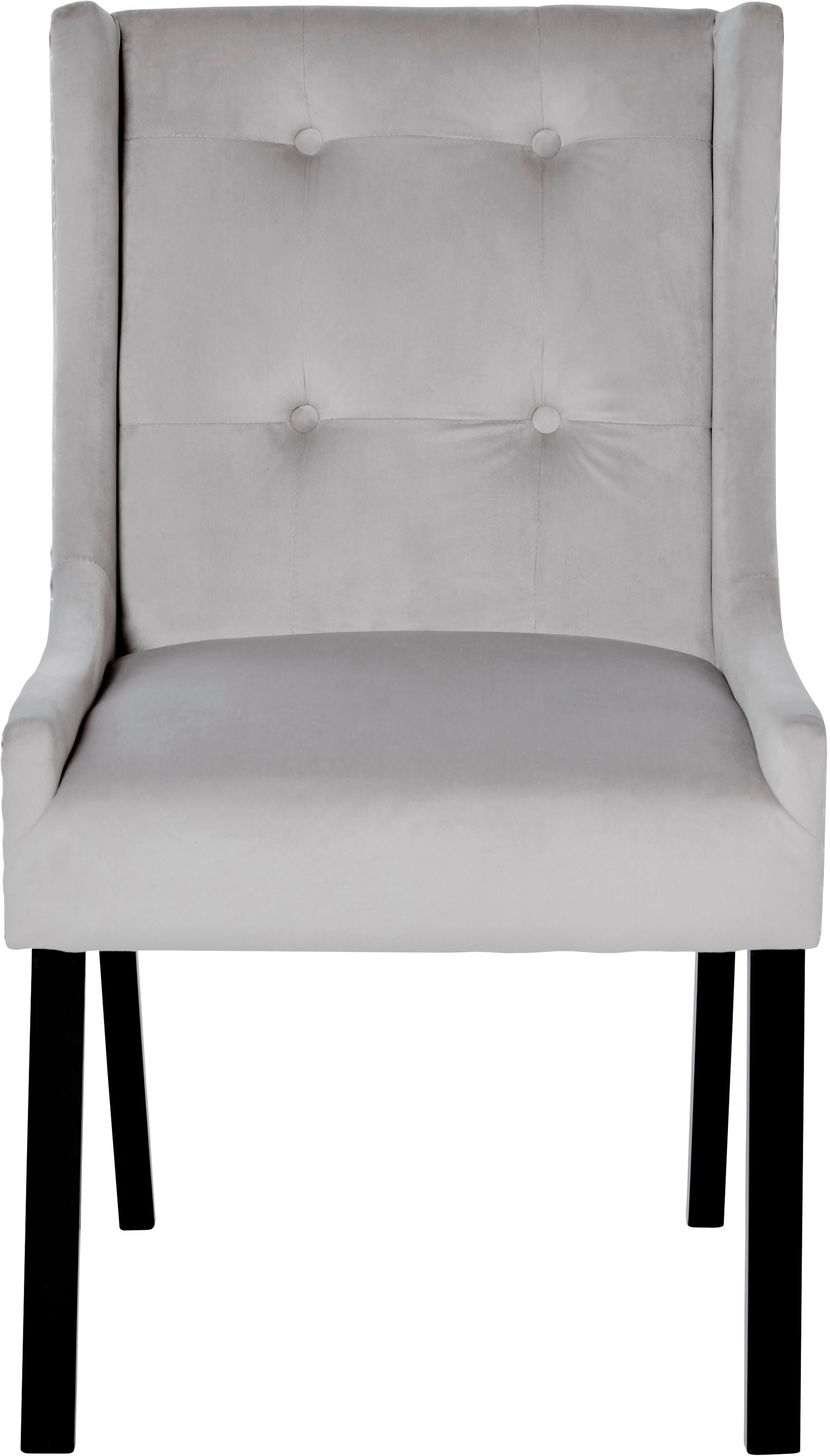 Esszimmerstuhl JAHNKE "SAVIK NORFOLK", silber (silbergrau, schwarz, silbergrau), B:57cm H:99cm T:64cm, Polyester, Stühle, Esszimmerstuhl, Nieten-Optik mit edler Absteppung, Griff an Rückenlehne silbergrau, schwarz, silbergrau B/H/T: 57cm x 99cm x 64cm, 1 