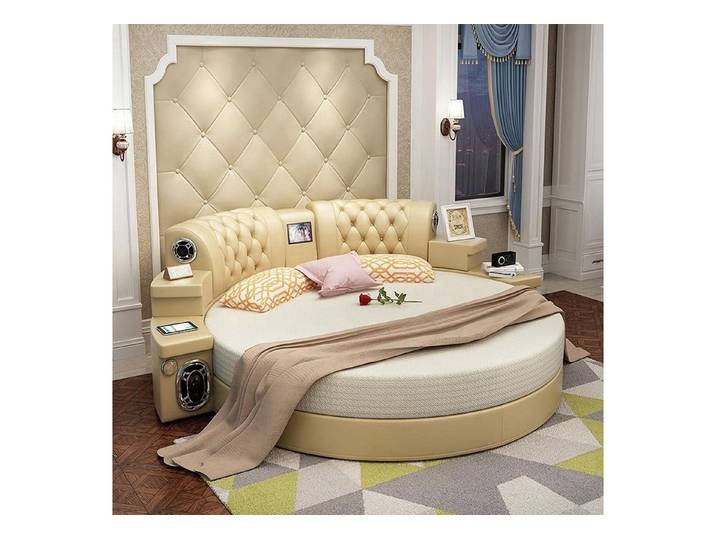 JVmoebel Rundbett Kingsize Polsterbett in rundem Design für multifunktionale Nutzung, Made in Europa