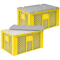 BRB 2x 35 Liter Thermobox aus EPS in Eurobox durchbrochen 600x400x320, gelb + Deckel