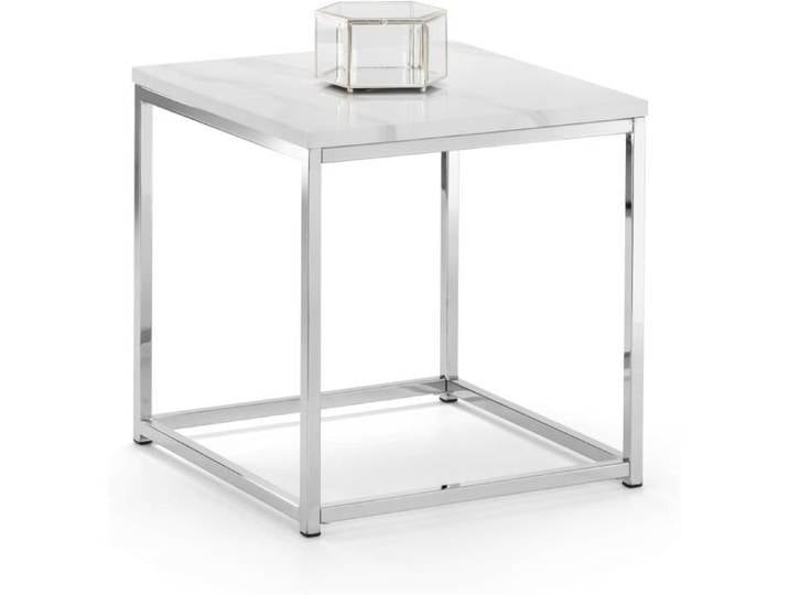Table d'appoint Scala - Julian Bowen - Effet marbre blanc - Piètement en inox - Design contemporain