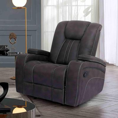 Esofastore Gray Fabric Upholstered Center Console Armrest Storage Channel Design