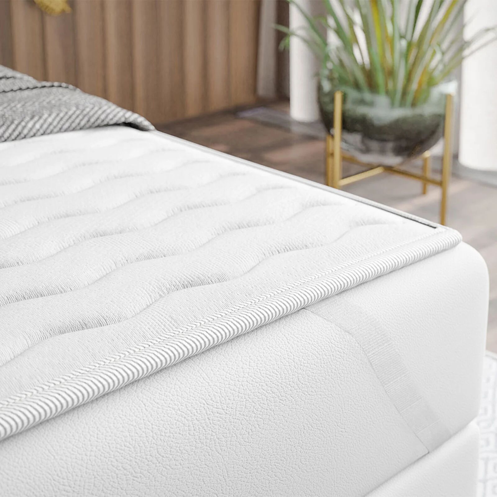 garneroarredamenti Topper matrimoniale oversize 180x200cm trapuntato imbottito con elastici bianco Corsica