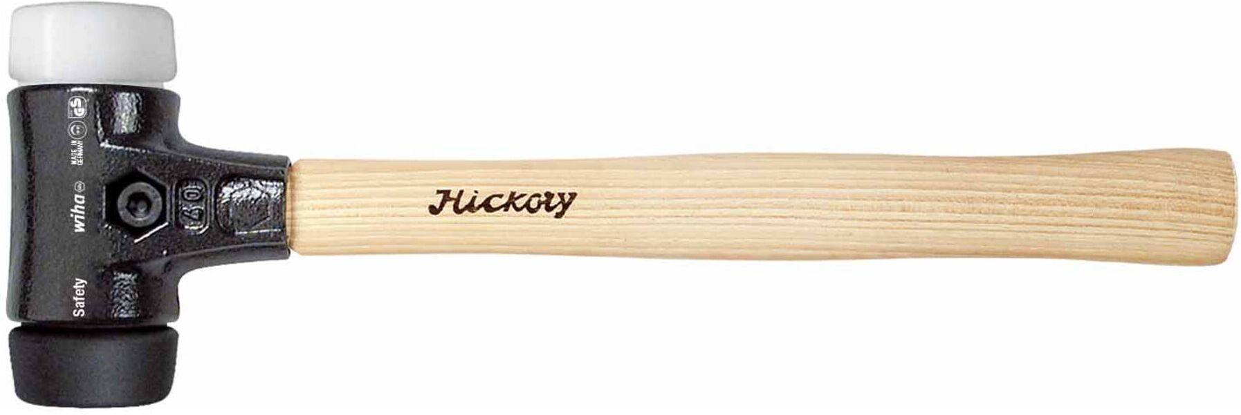 Wiha Schonhammer Safety mittelweich/sehr hart mit Hickory-Holzstiel, Rund-Schlagkopf (26660)