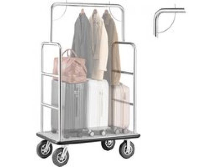 VEVOR Hotelgepäckwagen, 544 kg Tragkraft, Hotelwagen, Pagenwagen, Kofferwagen, Parkservice-Wagen mit grauem Teppichboden und 20 cm Gummirädern, ideal für Hotels, Eigentumswohnungen, Resorts, Silber