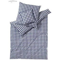 Elegante Perkal Bettwäsche »Quadro« Marine 7021-02 Kissen 40x80 cm
