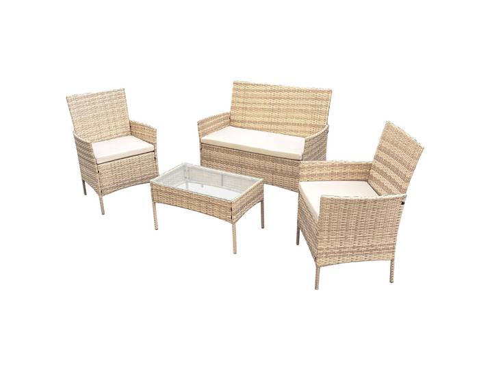 SVITA BROOKLYN Gartenlounge 4-tlg. Gartenmöbel Set Sitzgruppe Polyrattan Beige