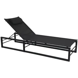 Gartenliege Vevi aus Aluminium, modern und wetterfest, verstellbare Rückenlehne, Schwarz