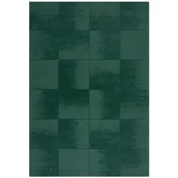 Wohnzimmerteppich Kurzflor SID Karo Ombre Wolle 120x170 cm Grün modern grafisch zeitlos handgetuftet Objektteppich farbecht | Kadima Design