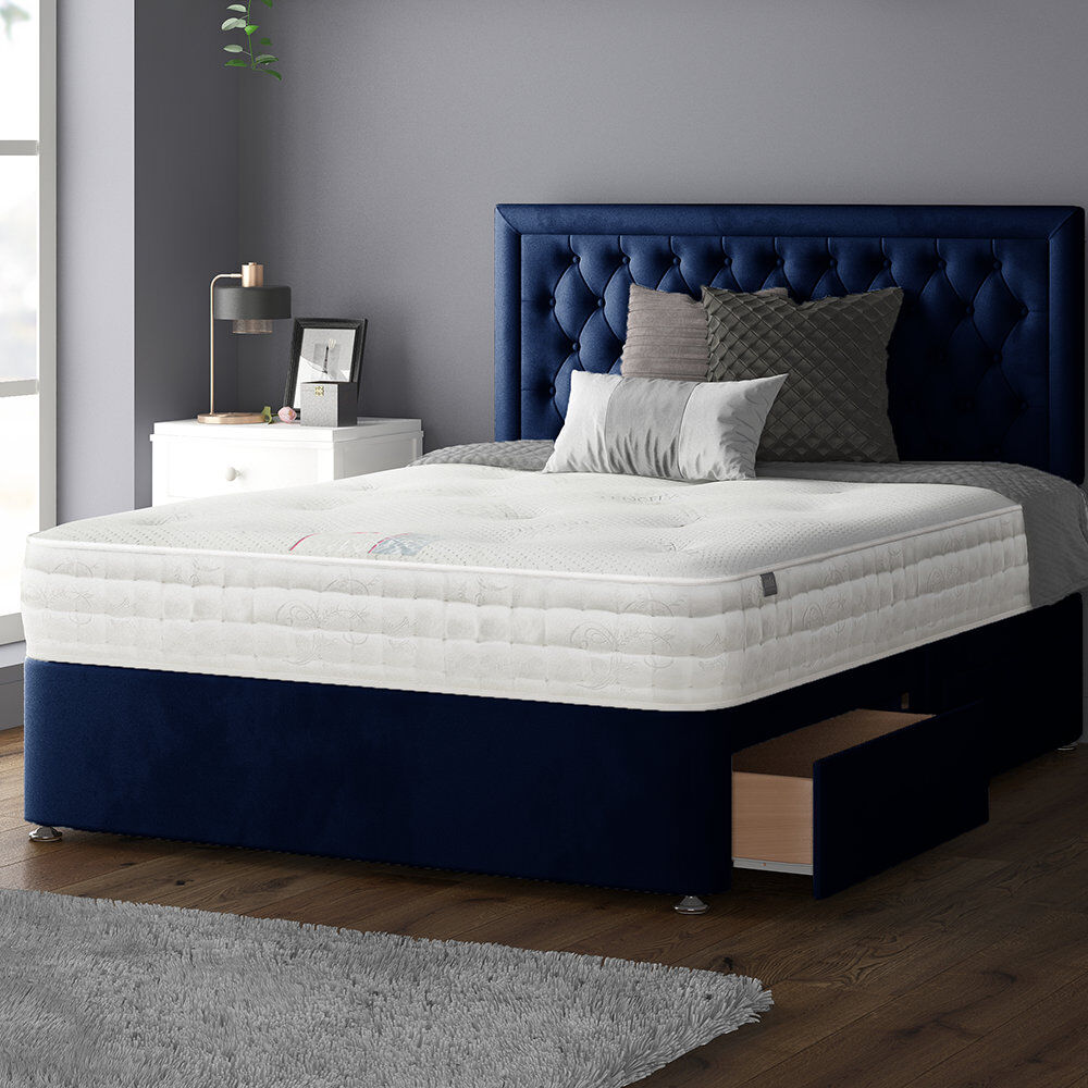 Marlow Home Co. Urbank Upholstered Divan Bed Royal Blue Kingsize (5')