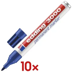 Edding 10x Permanent-Marker 3000 Rundspitze Set blau