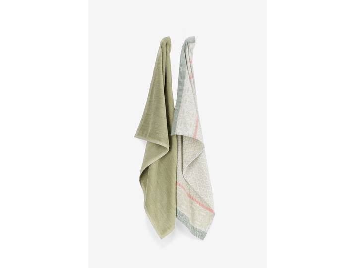 Groene handdoek en theedoek