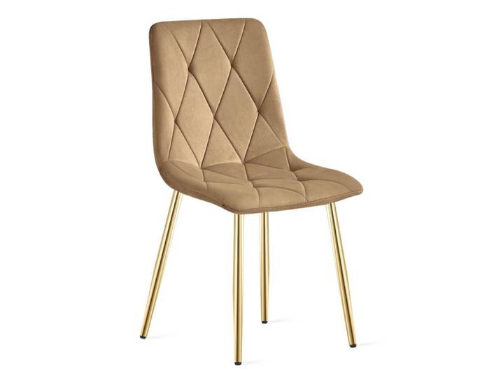 Chaise Libra en Velours Marron et Pieds Dorés - Réf. VK8681847482888