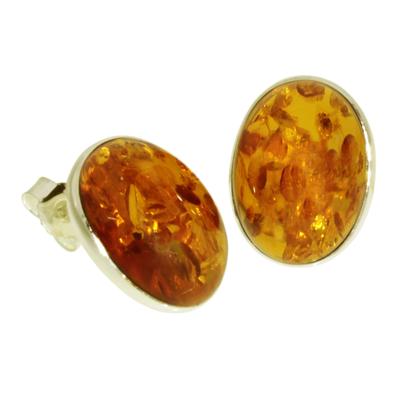 Paar Ohrstecker OSTSEE-SCHMUCK "- Classic 16x12 mm - Gold 333/000 - Bernstein" Gr. 16, gold (gold 333, goldfarben, gelb), Ohrringe, Damen, 16, Gelbgold 333
