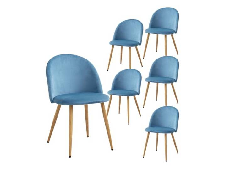 HJhomeheart 2/4/6 Stuhl mit Samt-Esszimmerstuhl-Set für Wohnzimmer, Schlafzimmer, Küche (Blau-6)
