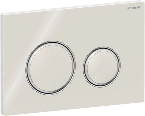 Geberit Sigma 50 Round Betätigungsplatte 115884JL1 Platte/Ringe verchromt, Platte/Tasten sand-grau, für 2-Megen-Spülung