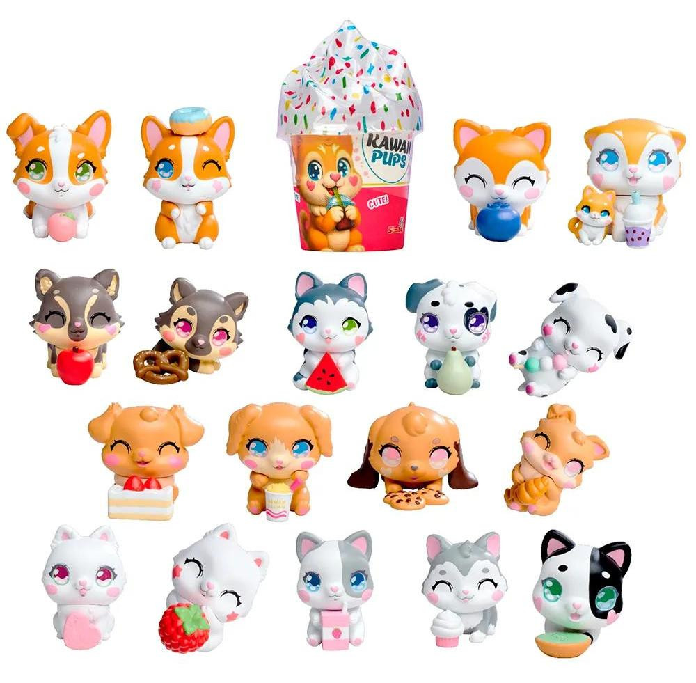 Simba Kawaii Pups Mini Figuren, displayverpakking met 18 stuks (30 stuks in totaal)