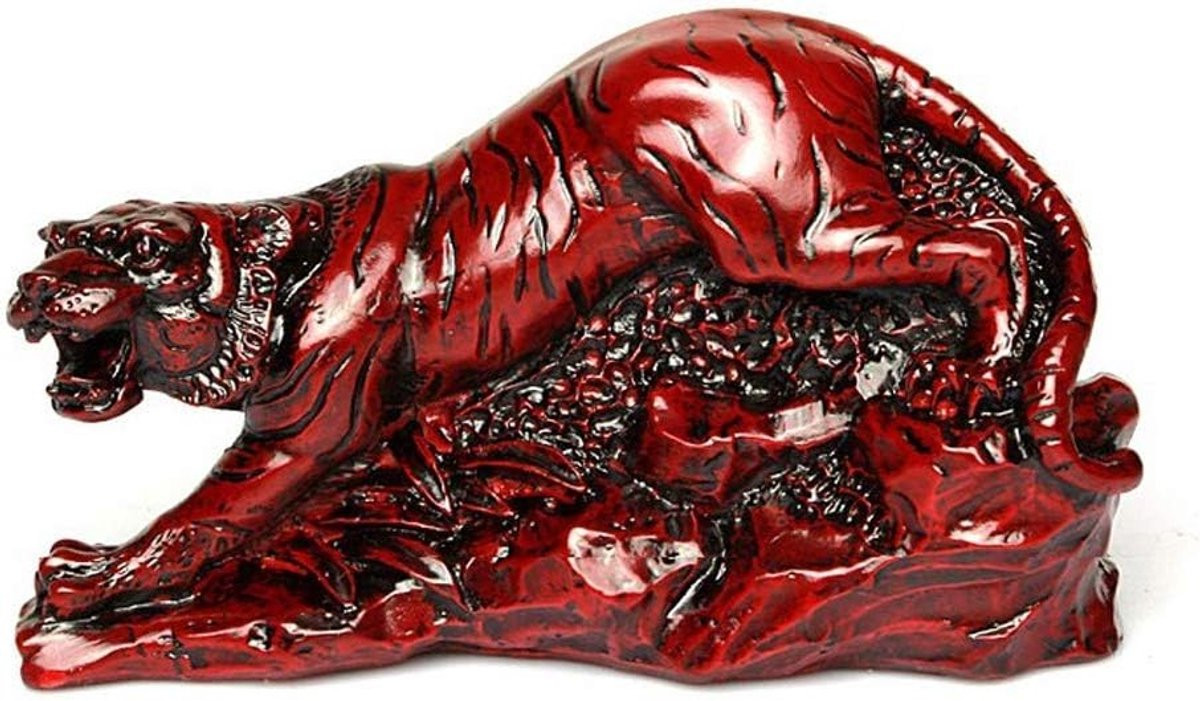 Rood Dierenriem Beeld met Gedetailleerd Snijwerk voor Feng Shui Decoratie