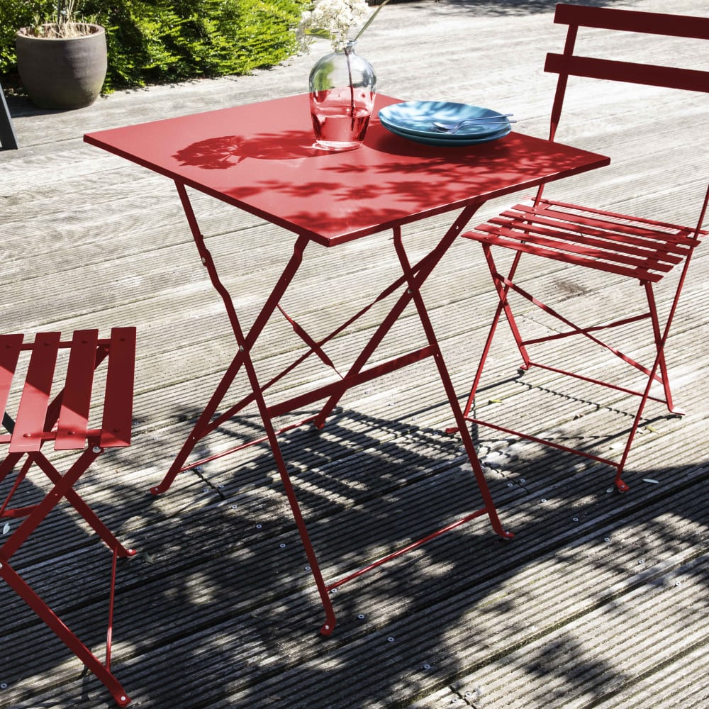 Oviala Table de jardin pliante bistrot rouge Rouge 60x71x60cm
