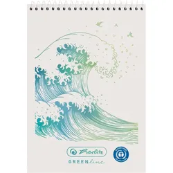 Herlitz Spiralnotizblock A7 50 Bl kariert GREENline Welle