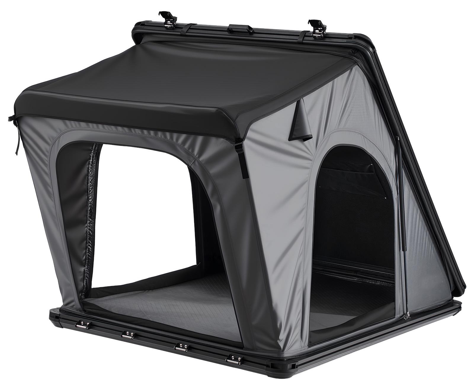 SucceBuy Hartschalen-Autodachzelt für 2-3 Personen, Campingzelt aus Aluminium mit Dreifarbiger LED-Beleuchtung & 1 Fenster, Wasserfest & Winddicht, für Jeep SUV Pickup, 2535 x 1320 x 1520 mm (aufgeklappt)
