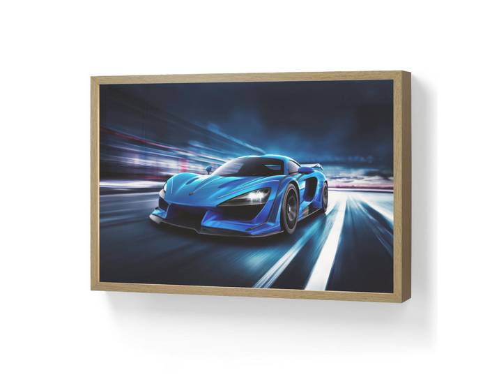 OnlyWow Wandleuchte MIT Akku Auto - Blau - Jungen - Kind 60x40 cm, Rechteckig, LED integrated, 60x40x8 cm, Lampen & Leuchten, Innenbeleuchtung, Wandleuchten