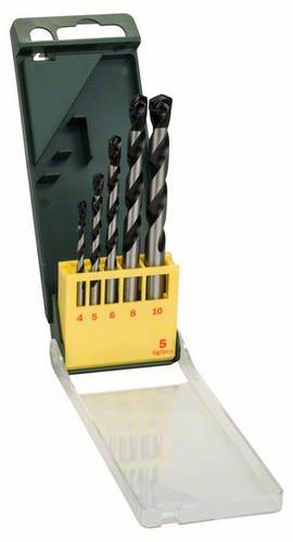 Bosch Accessories Promoline 2607019444 Hartmetall Beton-Spiralbohrer-Set 5teilig 4 mm, 5 mm, 6 mm, 8 mm, 10mm Zylinderschaft 1 Set