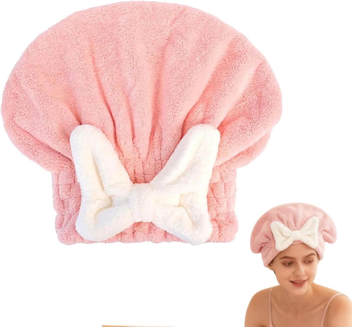 Roze Wikkel Hoofddoek voor Snel Haar Drogen - 27 x 30 cm