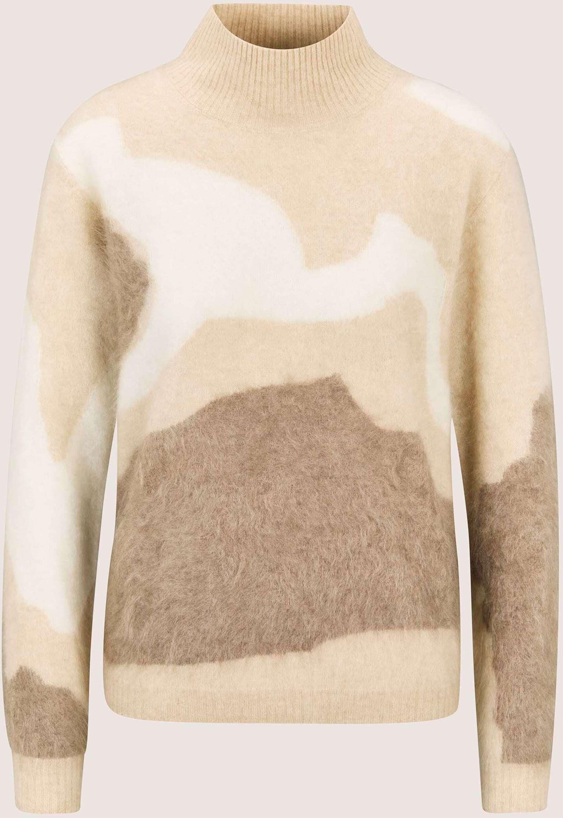 Longpullover MADELEINE "Pullover Gebrushter Kaschmirpullover", Damen, Gr. 40/42, beige (beige, multicolor), Modern, regular fit, Pullover Longpullover
