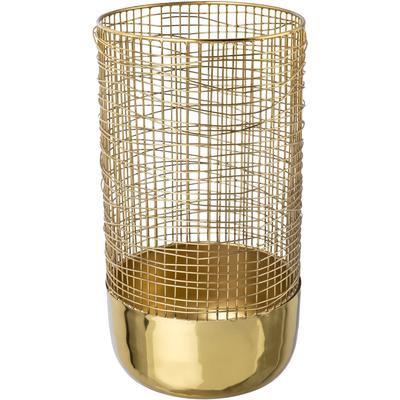 Windlicht CREATIV DECO "Weihnachtsdeko", gold (goldfarben), H:40cm Ø:21cm, Aluminium, Kerzenhalter, Windlicht, Korpus aus Aluminiumdrahtgeflecht