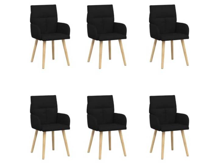 Foknhdi Esszimmerstühle 6er Set Polsterstuhl mit Armlehne Schwarz Gepolsterte Sitzmöbel mit Holzbeinen schaffen gemütliches Ambiente im Esszimmer und bieten entspannte Mahlzeiten.
