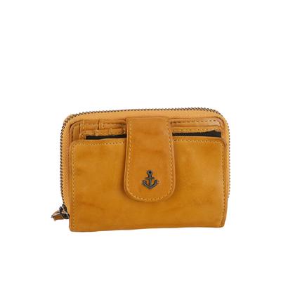 Geldbörse HARBOUR 2ND "Harbour Second Wallet Is", Damen, gelb (curry), Rindsleder, Kleinlederwaren, Unisex Geldbeutel, Portemonnaie mit Anker-Schmuckelement