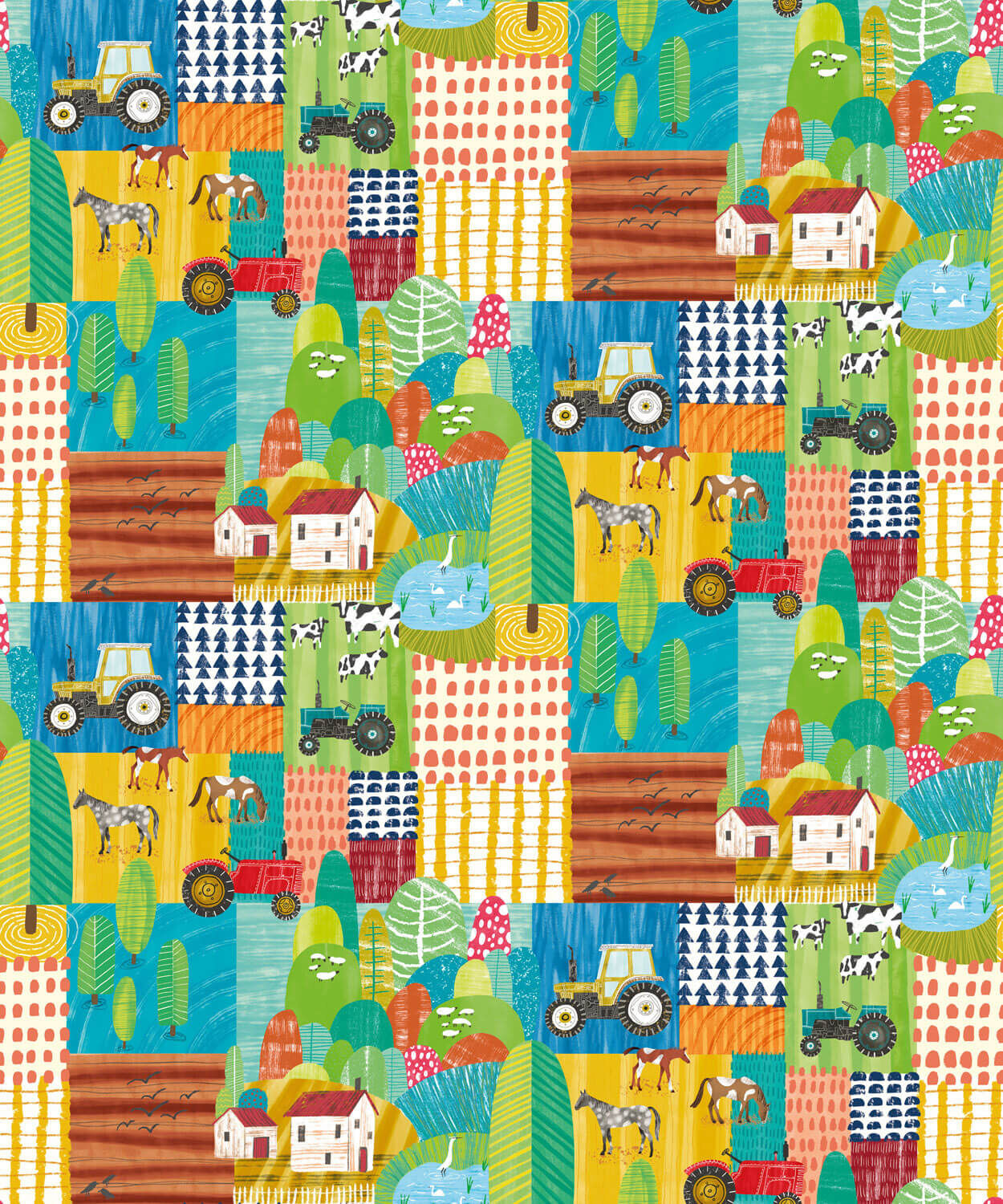 Ohpopsi When I Grow Up - Down On The Farm Teal Twist - WGU50118W   754003210781   Behang