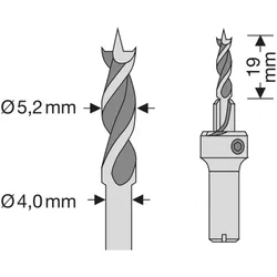 SPAX Bohrer 5,2 mm, Für Holzdielen auf Aluminium, Holzbohrer mit Ø 4,0 mm Schaft und Ø 5,2 mm Spindel