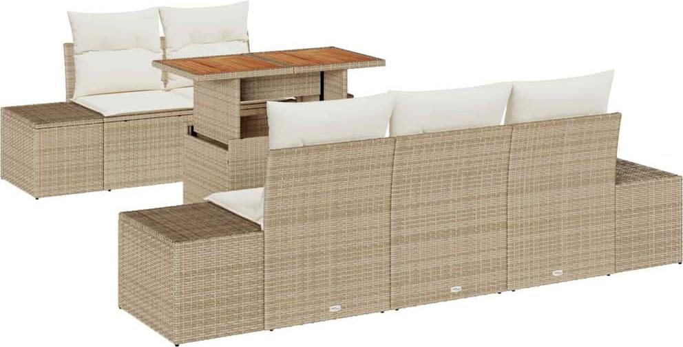 vidaXL Gartensofa-set 6 Stk. Beige und Creme