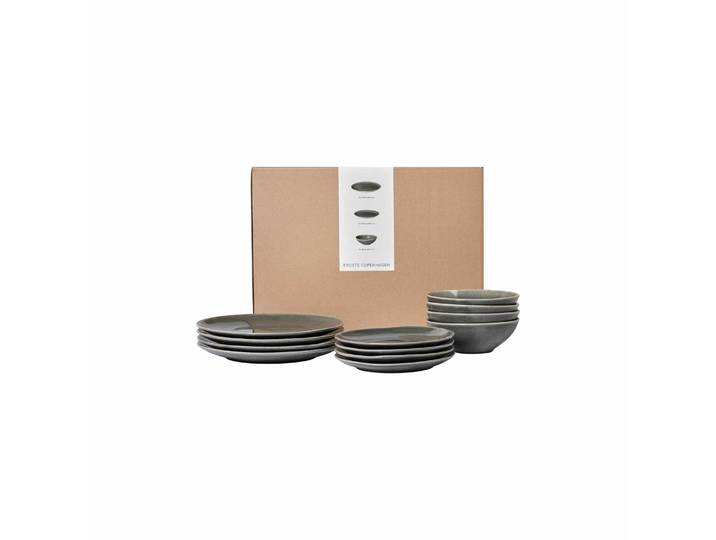 BROSTE COPENHAGEN - Set vaisselle Nordic - Gris - Grès émaillé