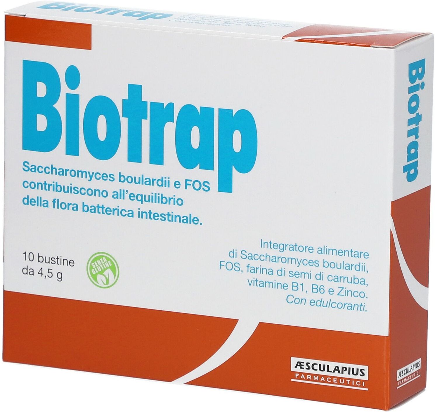 AESCULAPIUS FARMACEUTICI Srl Biotrap Integratore Alimentare con Probiotici, Prebiotici e Vitamine – 10 Bustine