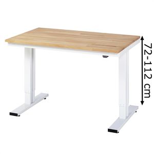Rau Arbeitstisch adlatus 300, elektrisch höhenverstellbar, 125 x 72-112 x 80cm, Holz, für Werkstatt