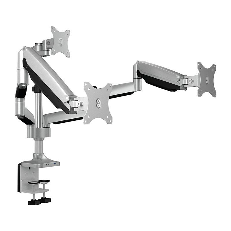 ICY BOX IB-MS505-TI Monitorstaender mit Tischhalterung fuer drei Monitore bis zu 81cm 32Zoll