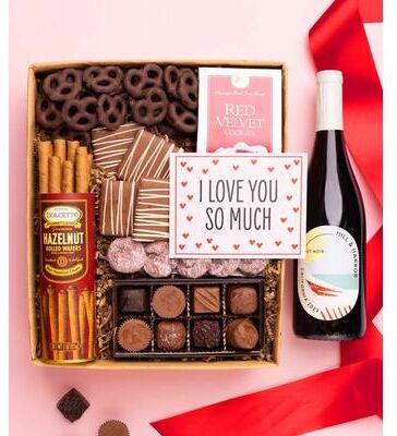 From You Flowers I Love You! Chocolate & Red Wine Gift Box