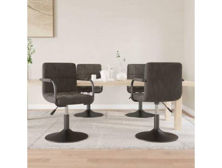 4 Drehbare Esszimmerstühle Dunkelgrau Samt Höhenverstellbar 360 Grad Samtbezug, Stahlgestell, Gasdruckfeder, 360 Grad drehbar, für Küche und Bar