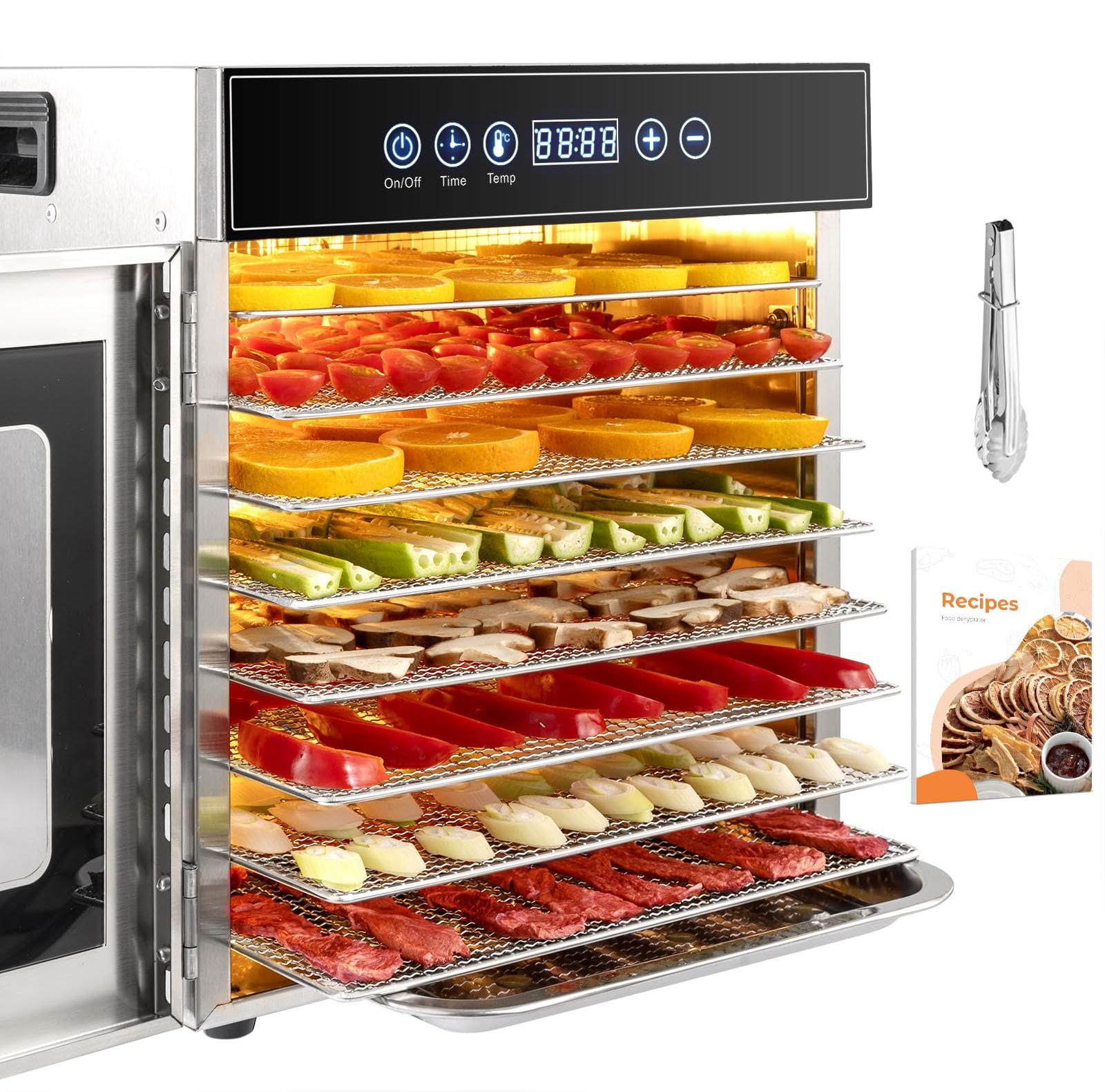 Dörrautomat Edelstahl, 10 Etagen, 30-90 °C, 24h Timer, BPA-frei