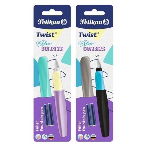 Pelikan Füllhalter (Patronenfüllsystem) Twist Color Blocking Füller für Rechts- und Linkshänder, fa (1x) (826266)