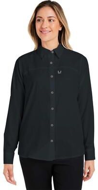 HUK H615006 Athletic Women's Tide Point Long Sleeve Shirt in Black size Large   Polyester