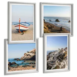 BILDER SET 4er Set - 50x50 cm & 40x60 cm Silberner Rahmen - Ansichten von Griechenland, Łódź, Häuser