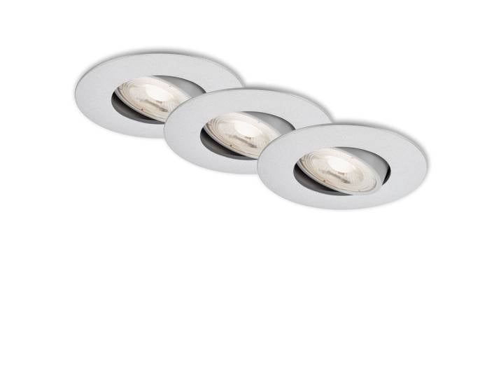 Briloner - Lampe Led Encastrée Leuchten Kulana\, 5 W\, 460 Lm\, Ip23\, Chrome Mat\, Plastique\, Lot De 3\, Ø 9 Cm