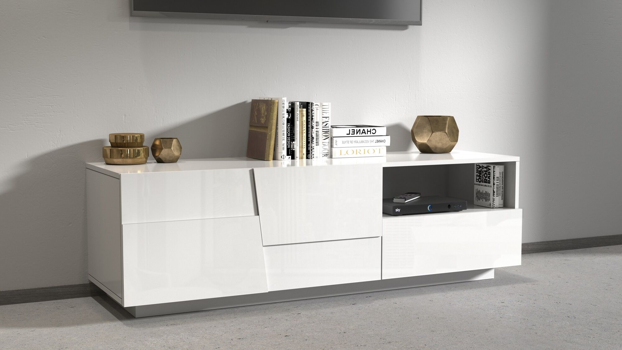 Lowboard HOME AFFAIRE "Pongo", weiß (weiß hochglanz), B:150cm H:46cm T:44,2cm, Holzwerkstoff, Sideboards, Lowboard